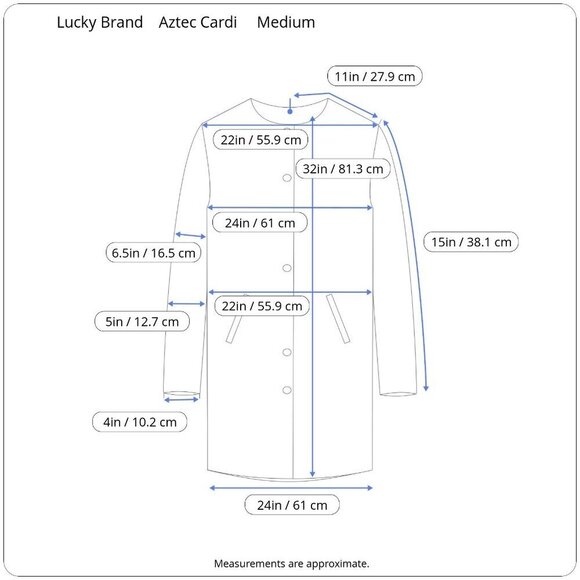 Lucky Brand Aztec Tribal Open Front Cardigan Pockets Oversized Drop Shoulders M - Picture 14 of 15